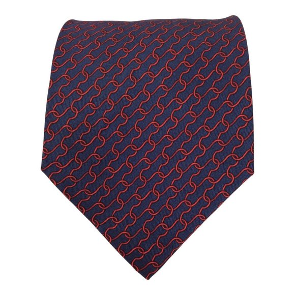 BATTISTONI Red Geometric Silk Tie Hand Made In Italy 61”/3
